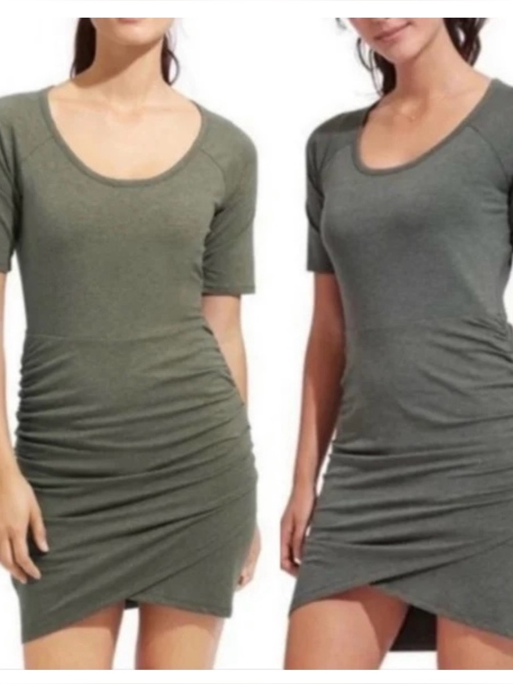Athleta Olive Green Scoop Neck bodycon Midi Dress